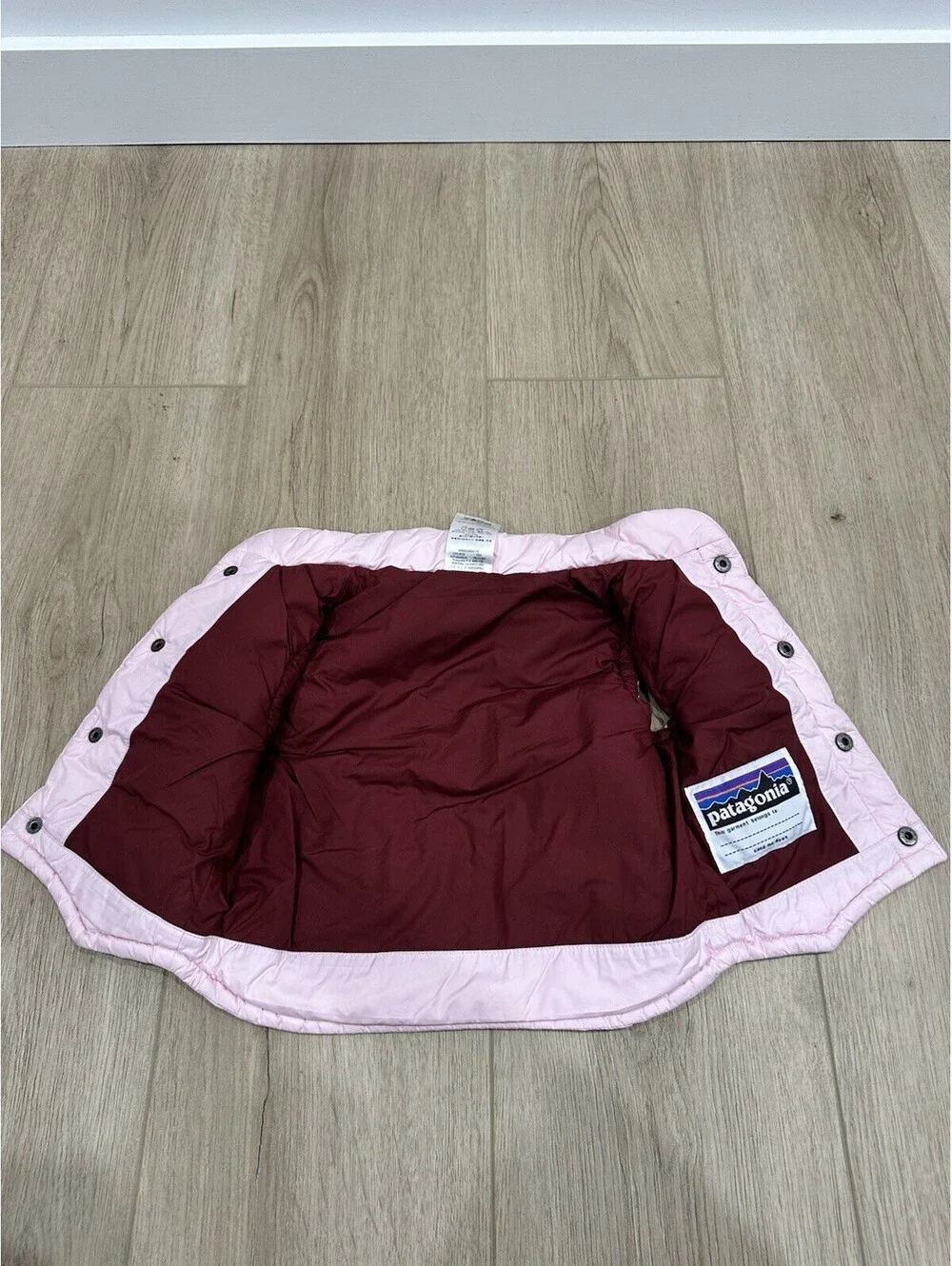 Patagonia Baby Puffer Down Vest Maroon And Pink 6M Kids Outerwear Snap